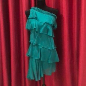 emerald green silk one shoulder dress